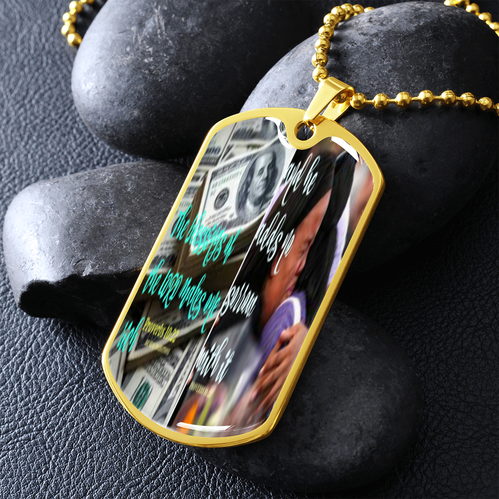 IKE MENS SCRIPTURE COLLAGE MILITARY CHAIN NECKLACE