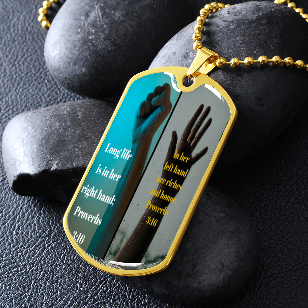 IKE MENS SCRIPTURE COLLAGE MILITARY CHAIN NECKLACE
