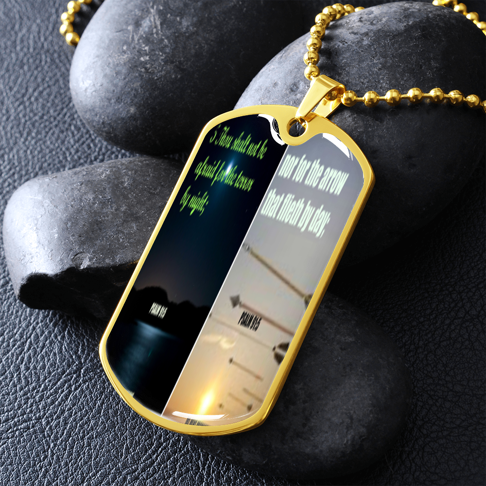 IKE MENS SCRIPTURE COLLAGE MILITARY CHAIN NECKLACE