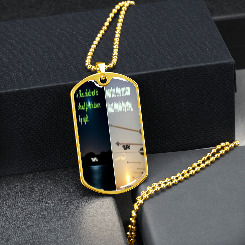 IKE MENS SCRIPTURE COLLAGE MILITARY CHAIN NECKLACE