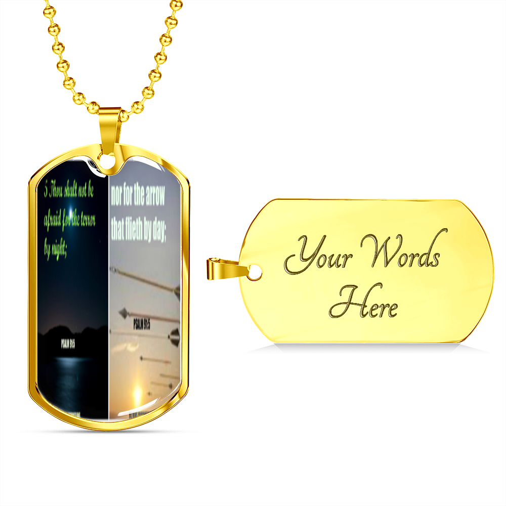IKE MENS SCRIPTURE COLLAGE MILITARY CHAIN NECKLACE