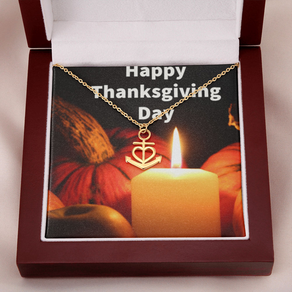 Happy Thanksgiving Day Anchor Necklace