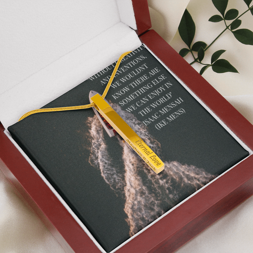 IKE MENS Quote 2 sided Vertical Stick Necklace