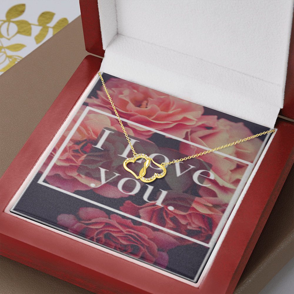 Everlasting Love Necklace with I LOVE YOU message.