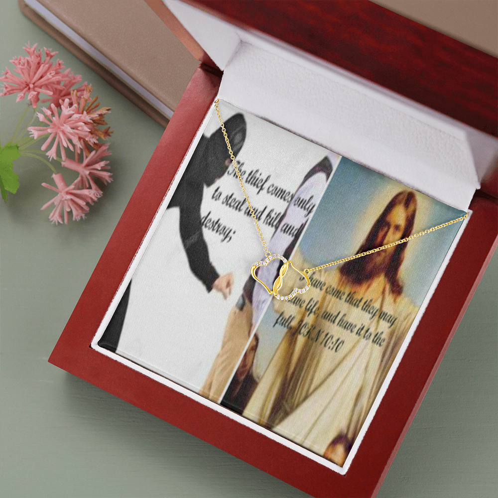 Everlasting Love Necklace in Scripture Collage