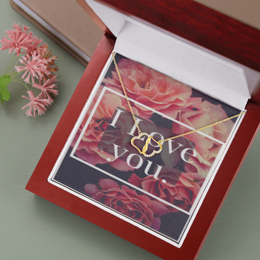 Everlasting Love Necklace with I LOVE YOU message.