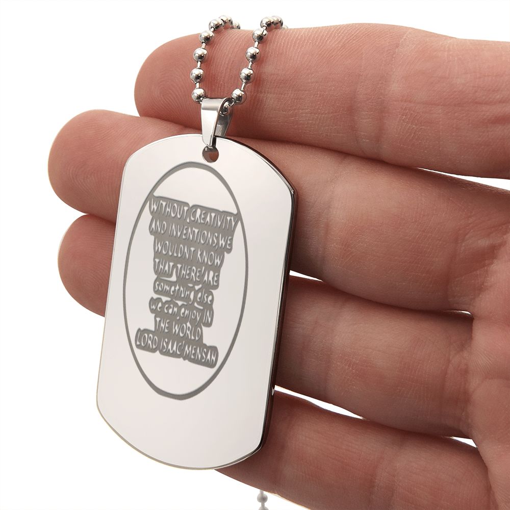 IKE MENS Quote Engraved Dog Tag Necklace