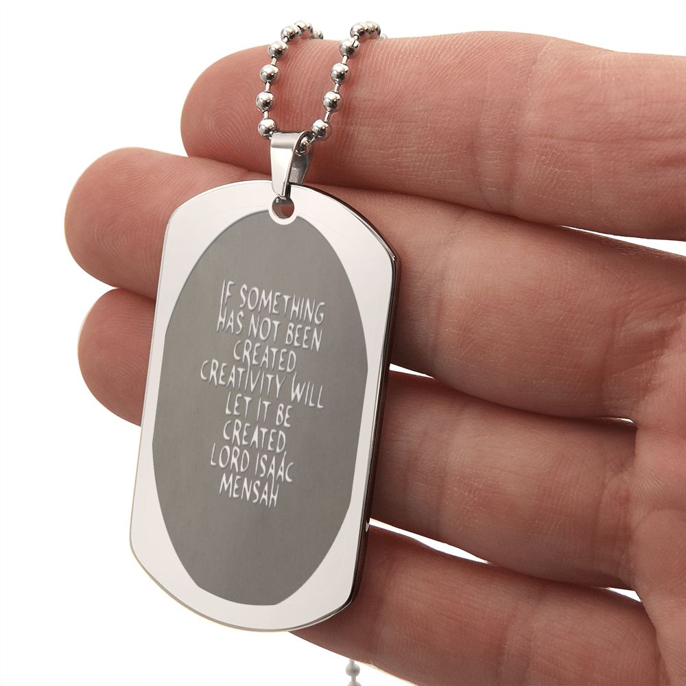 IKE MENS Quote ENGRAVED DOG TAG NECKLACE