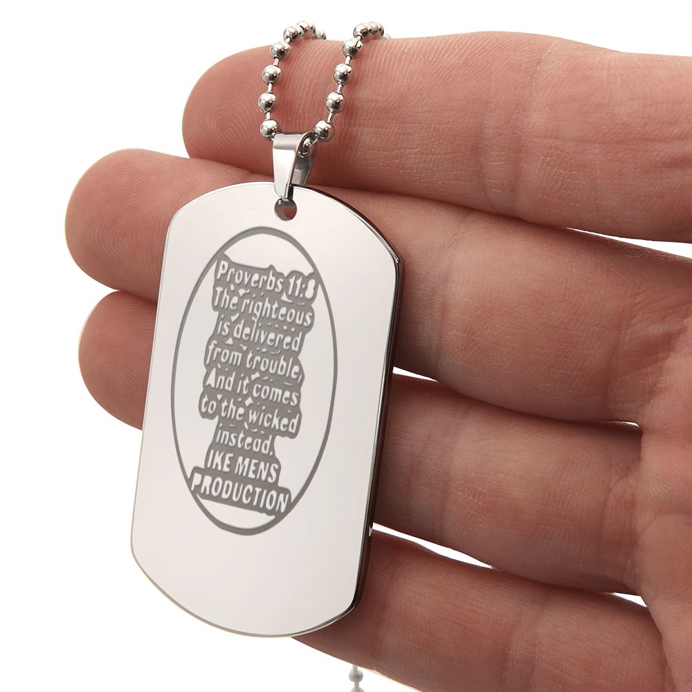 PROVERBS ENGRAVED DOG TAG NECKLACE