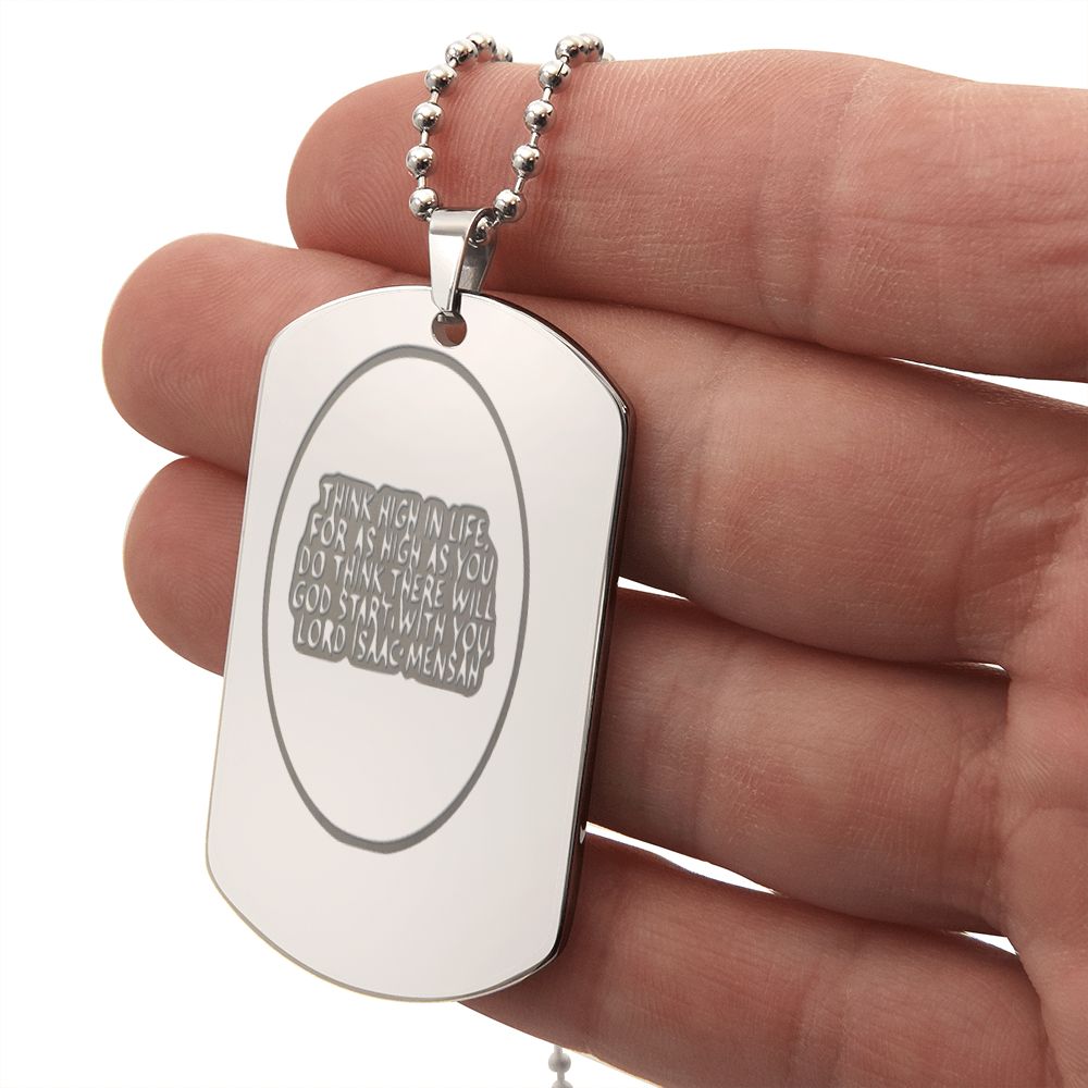 IKE MENS Quote Engraved Dog Tag Necklace