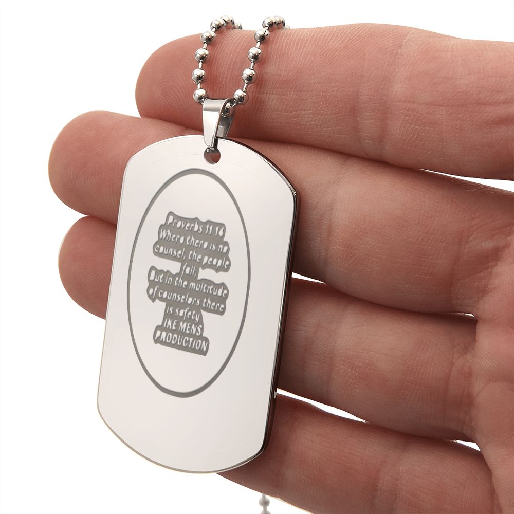 PROVERBS ENGRAVED DOG TAG NECKLACE