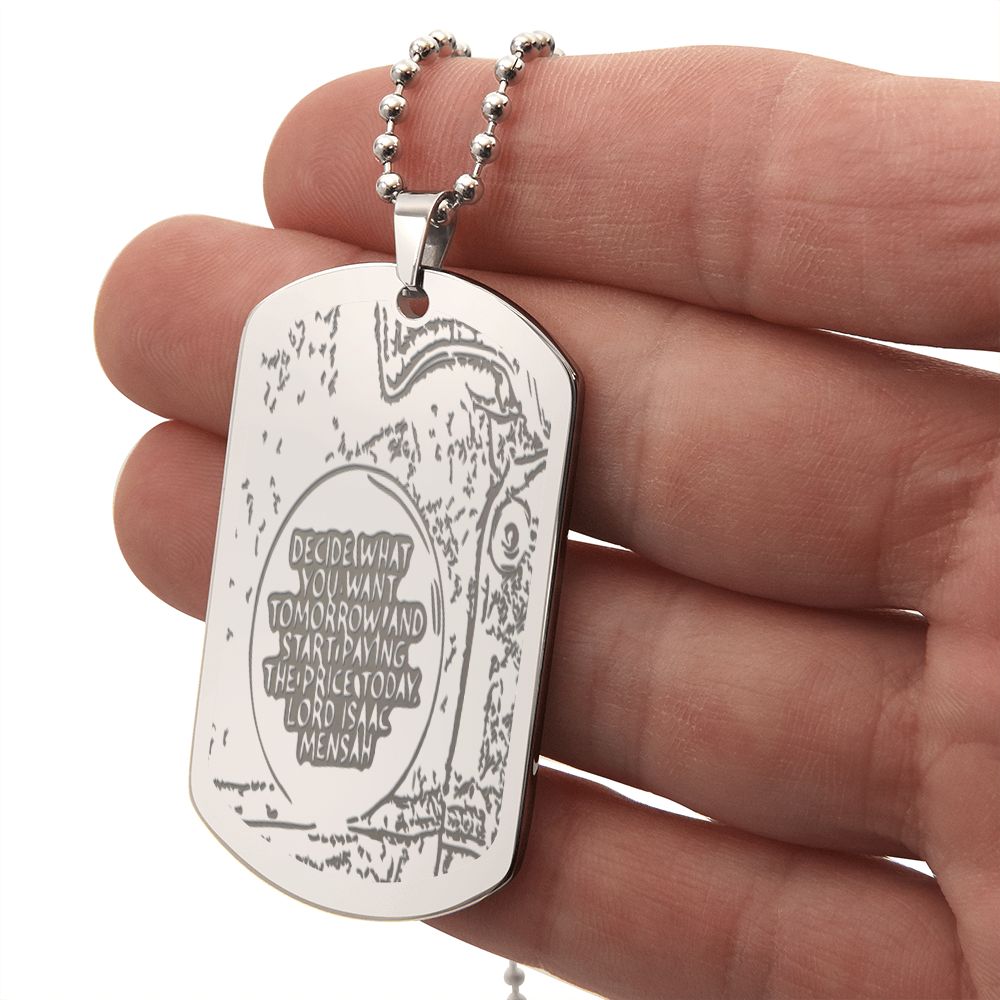 IKE MENS Quote ENGRAVED DOG TAG NECKLACE