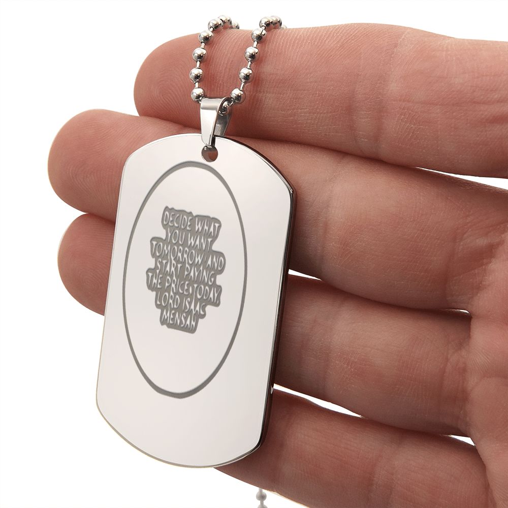 IKE MENS Quote Engraved Dog Tag Necklace