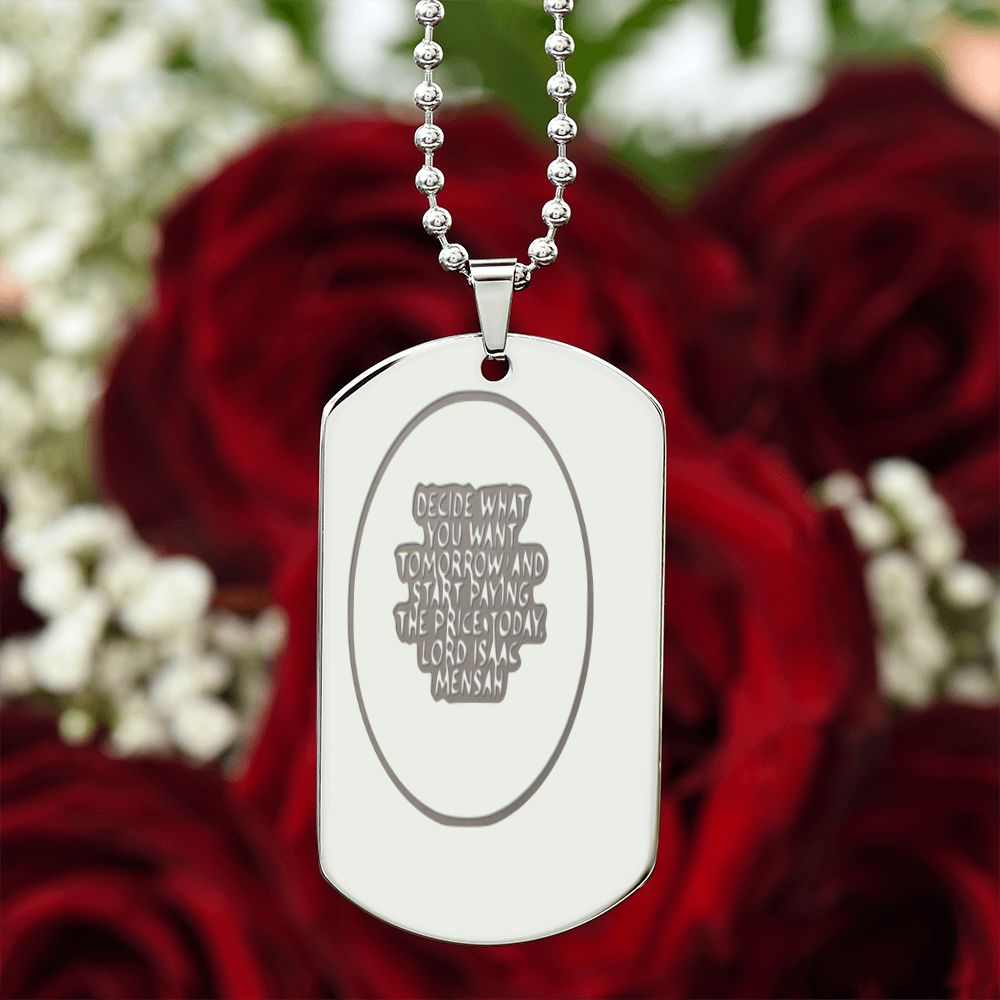IKE MENS Quote Engraved Dog Tag Necklace