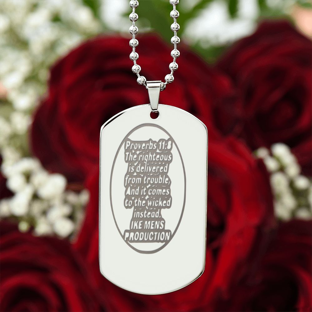 PROVERBS ENGRAVED DOG TAG NECKLACE
