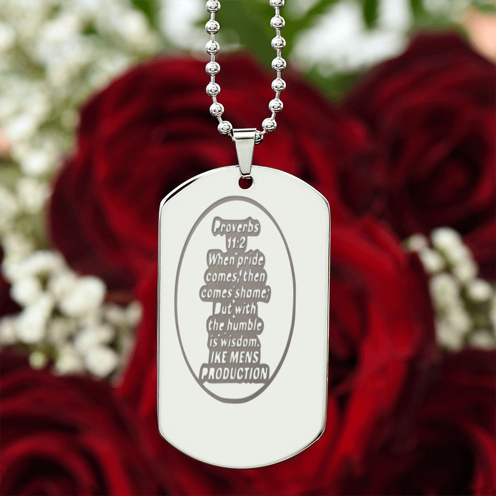 PROVERBS ENGRAVED DOG TAG NECKLACE