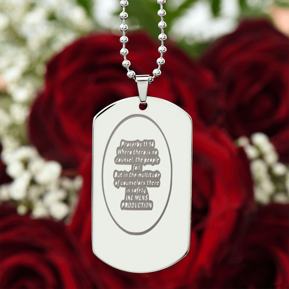 PROVERBS ENGRAVED DOG TAG NECKLACE