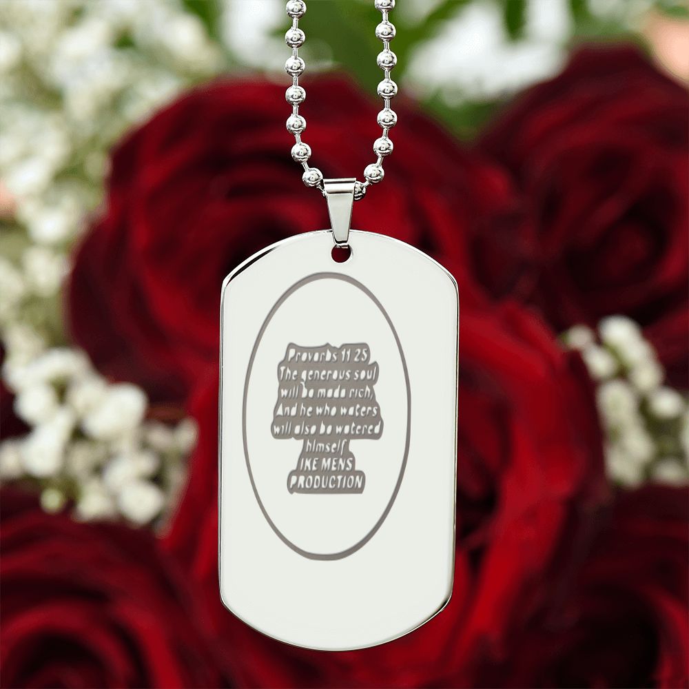 PROVERBS ENGRAVED DOG TAG NECKLACE
