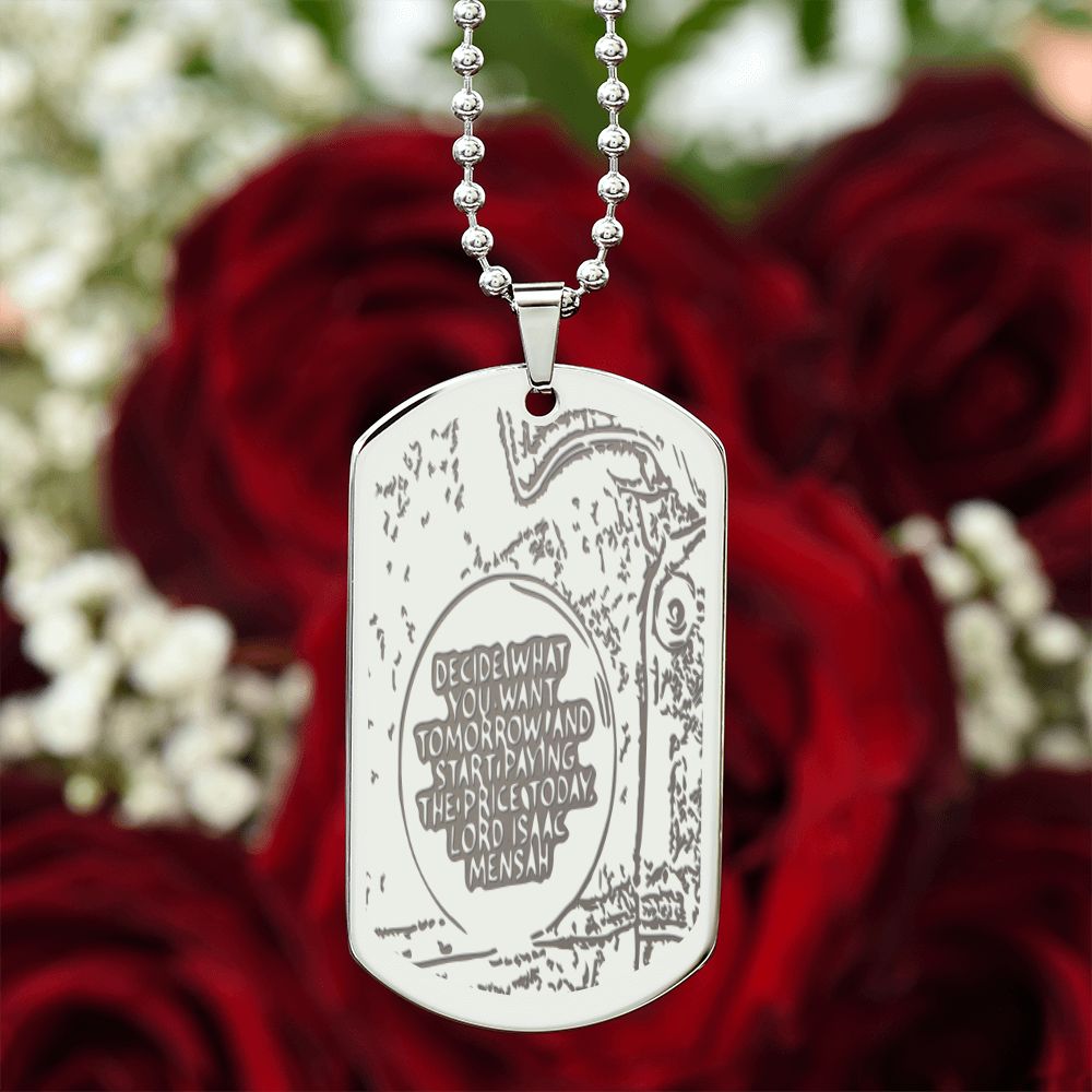 IKE MENS Quote ENGRAVED DOG TAG NECKLACE