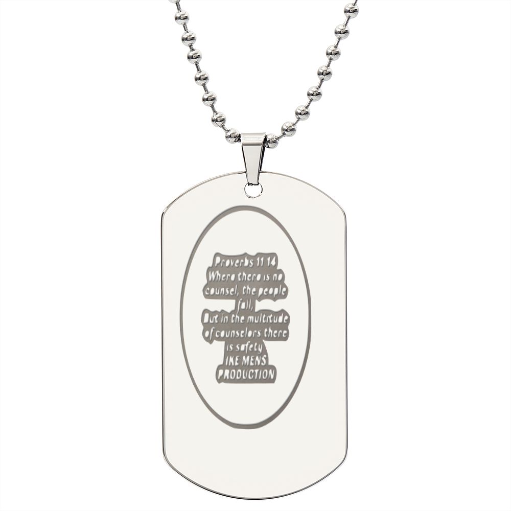 PROVERBS ENGRAVED DOG TAG NECKLACE
