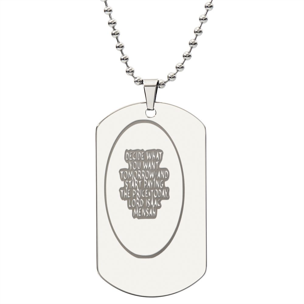 IKE MENS Quote Engraved Dog Tag Necklace