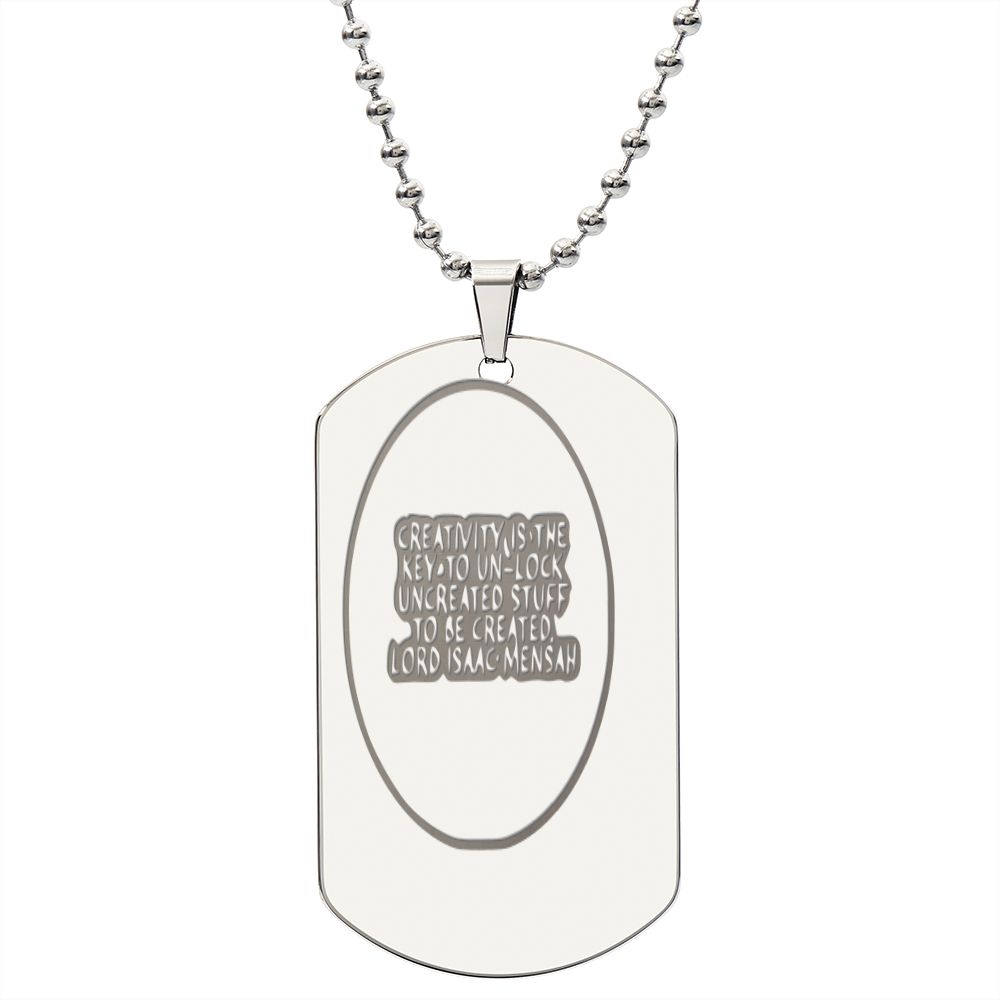 IKE MENS Quote Engraved Dog Tag Necklace