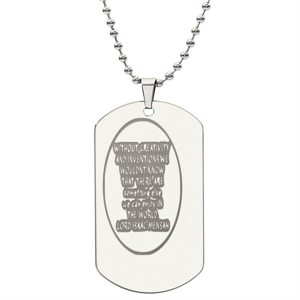 IKE MENS Quote Engraved Dog Tag Necklace