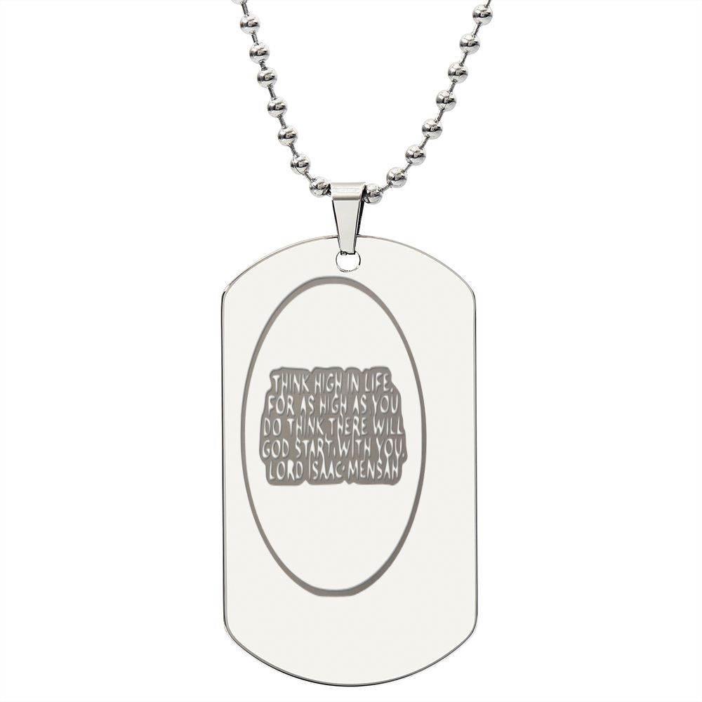 IKE MENS Quote Engraved Dog Tag Necklace
