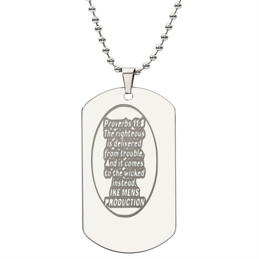 PROVERBS ENGRAVED DOG TAG NECKLACE