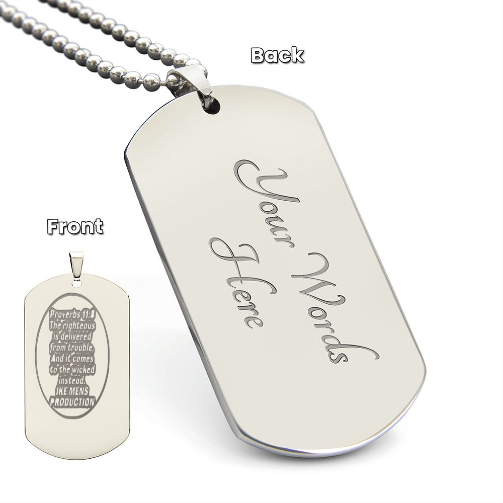 PROVERBS ENGRAVED DOG TAG NECKLACE