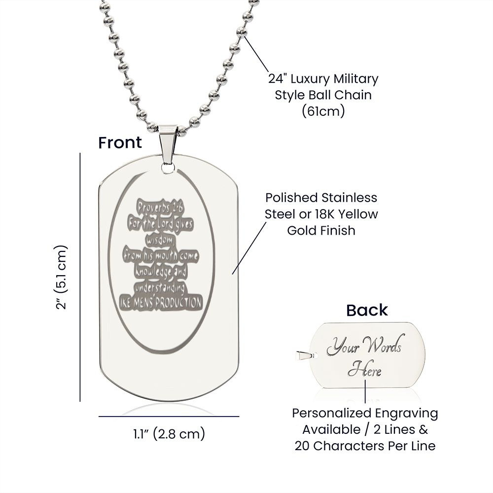 Proverbs Engraved Dog Tag