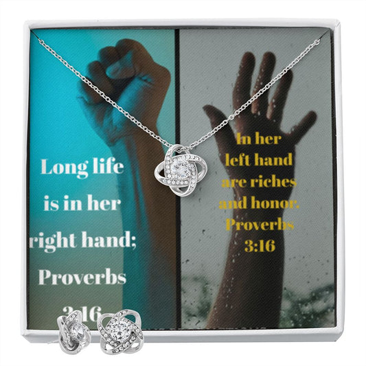 IKE MENS SCRIPTURE COLLAGE LOVE KNOT EARRING AND NECKLACE SET