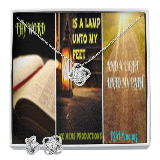 IKE MENS SCRIPTURE COLLAGE LOVE KNOT EARRING AND NECKLACE SET