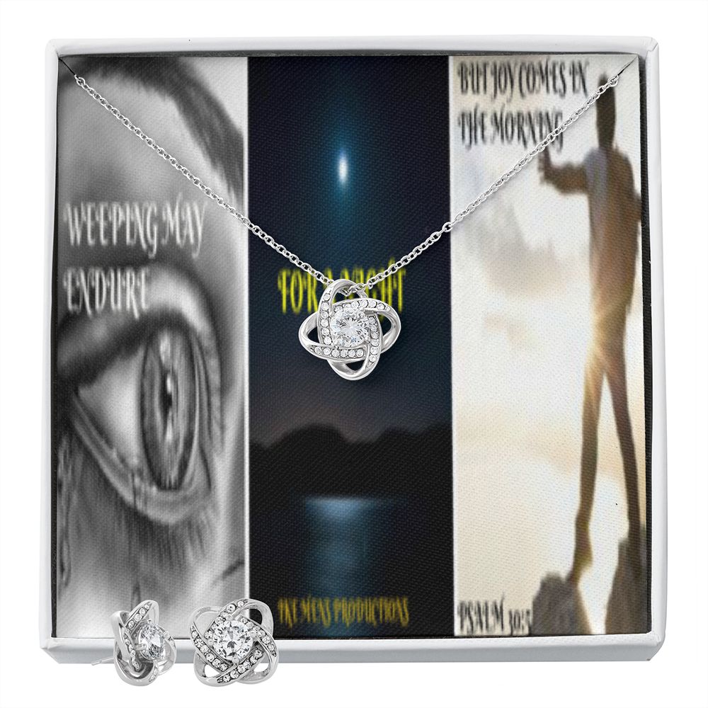 IKE MENS SCRIPTURE COLLAGE LOVE KNOT EARRING AND NECKLACE SET