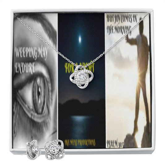 IKE MENS SCRIPTURE COLLAGE LOVE KNOT EARRING AND NECKLACE SET