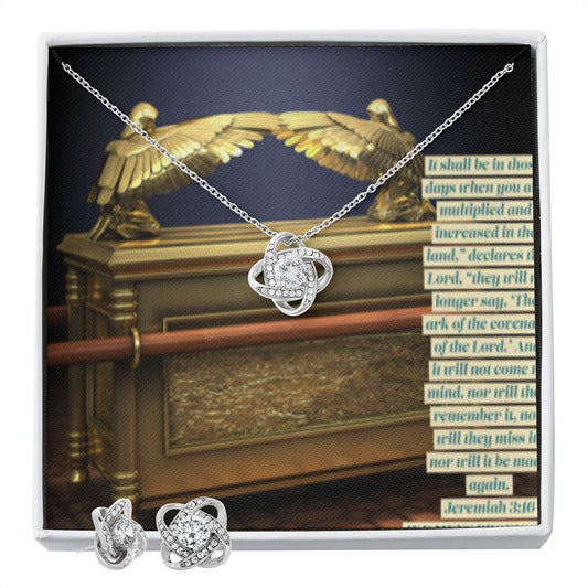 LOVE KNOT EARRING AND NECKLACE SET IN ARK OF THE COVENANT