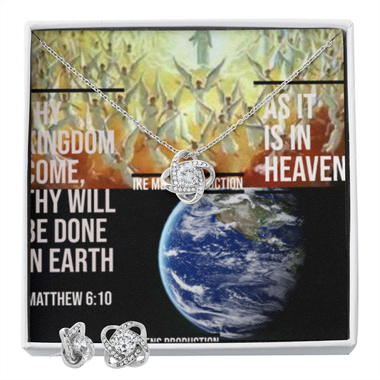 IKE MENS SCRIPTURE COLLAGE LOVE KNOT EARRING AND NECKLACE SET