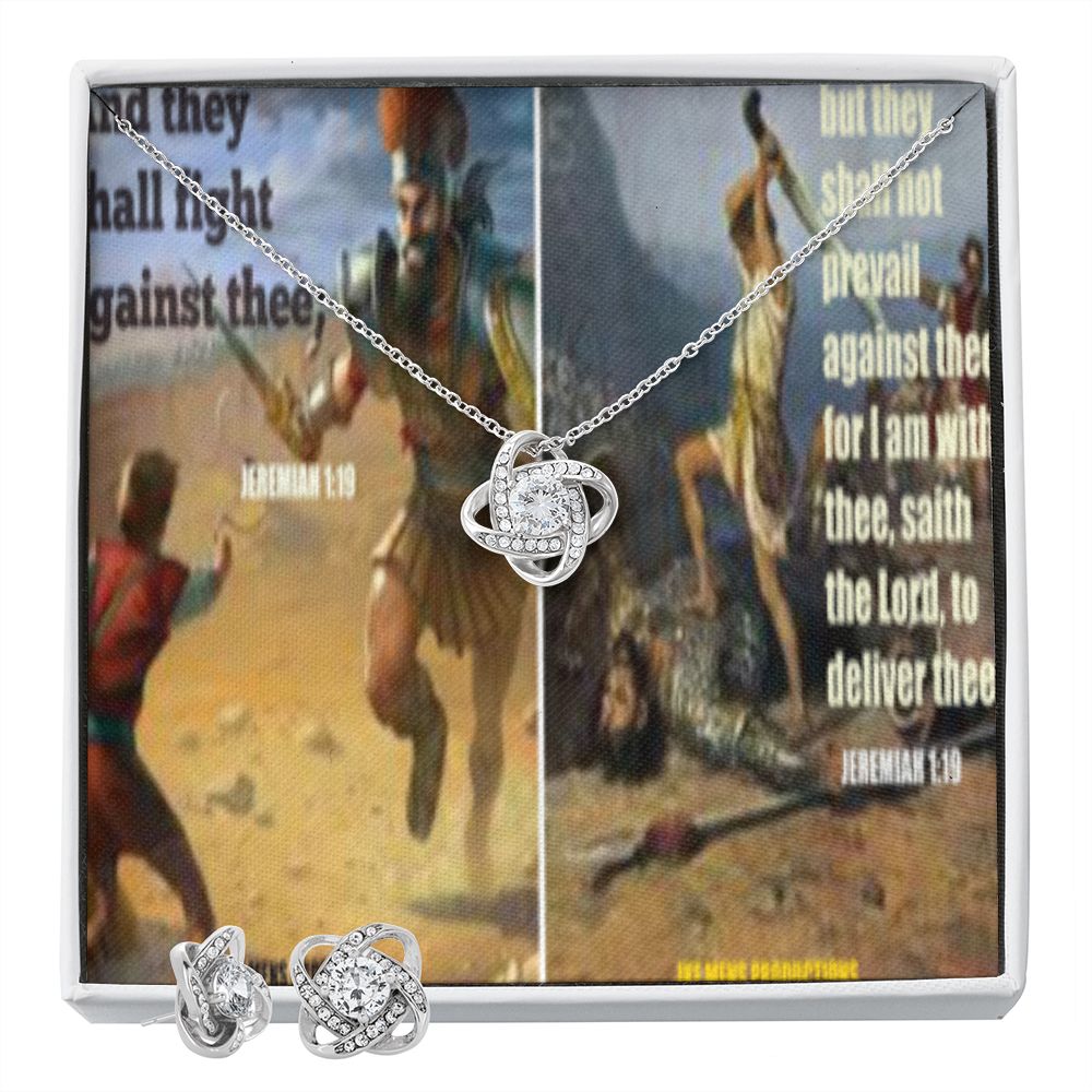 IKE MENS SCRIPTURE COLLAGE LOVE KNOT EARRING AND NECKLACE SET