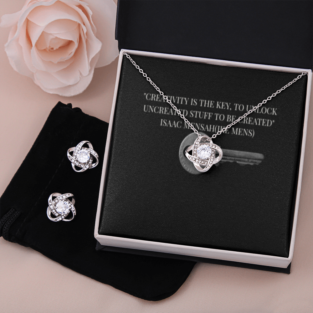 IKE MENS Quote Love Knot Earring & Necklace Set