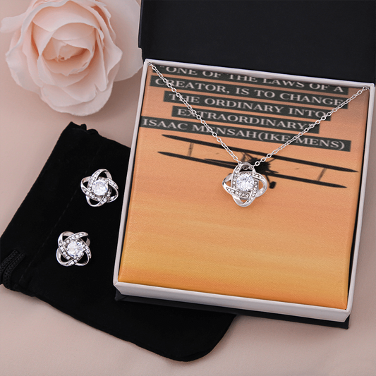IKE MENS Quote Love Knot Earring and Necklace