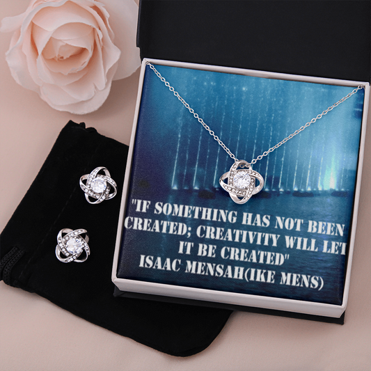 IKE MENS Quote Love Knot Earring & Necklace Set