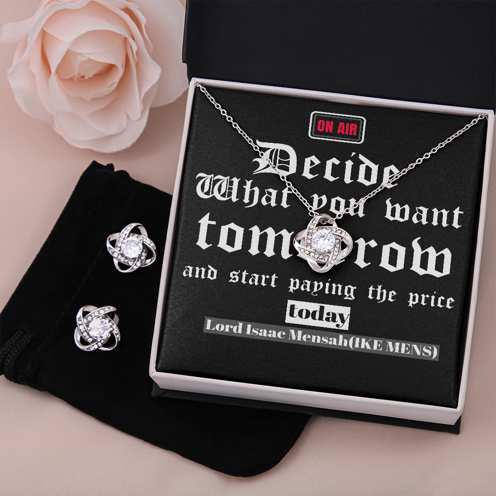 IKE MENS Quote Love knot Earring & Necklace