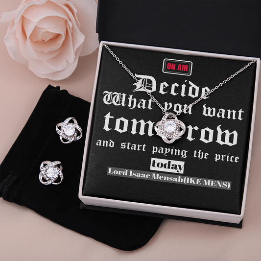 IKE MENS Quote Love knot Earring & Necklace