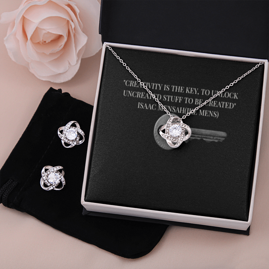IKE MENS Quote Love Knot Earring & Necklace Set