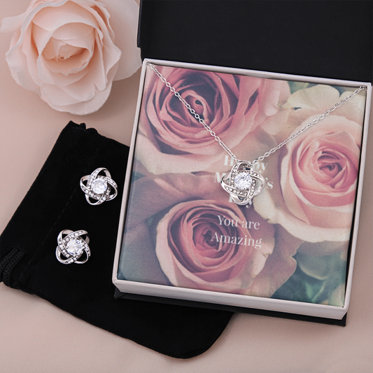 Happy Mother's Day Love Knot Earring and Necklace set