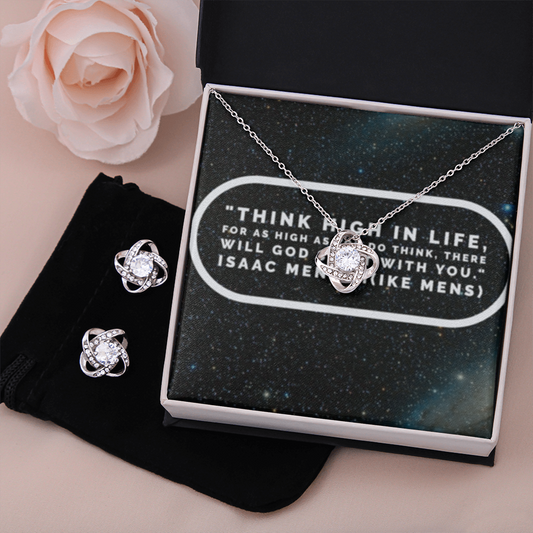 IKE MENS Quote Love Knot Earring & Necklace Set