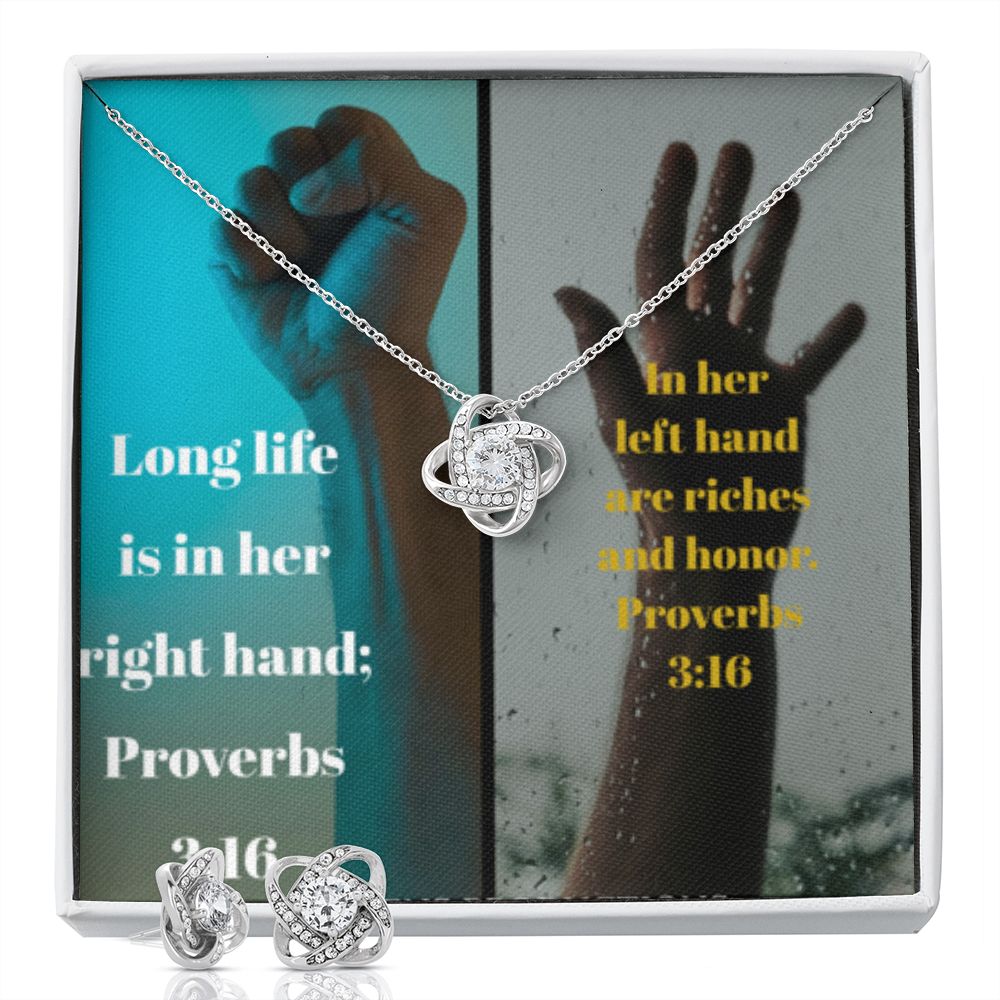 IKE MENS SCRIPTURE COLLAGE LOVE KNOT EARRING AND NECKLACE SET
