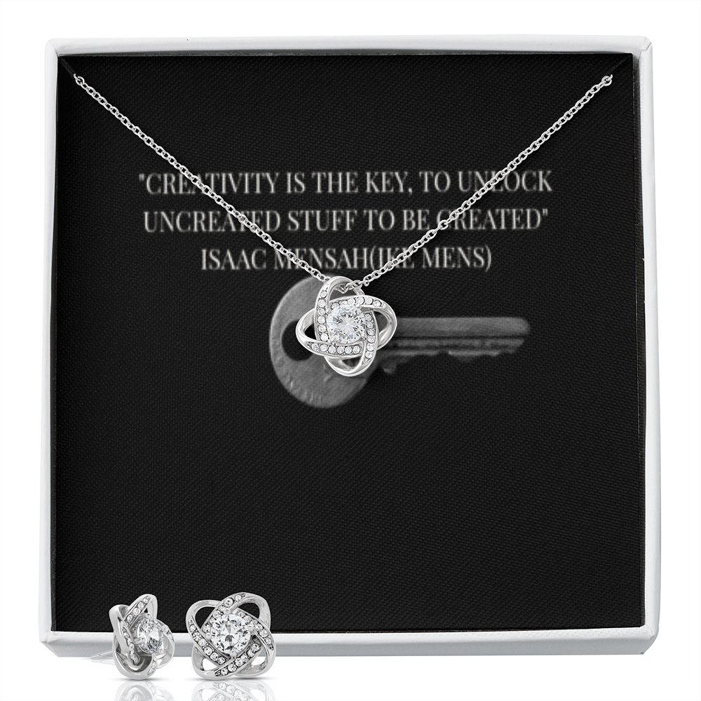 IKE MENS Quote Love Knot Earring & Necklace Set