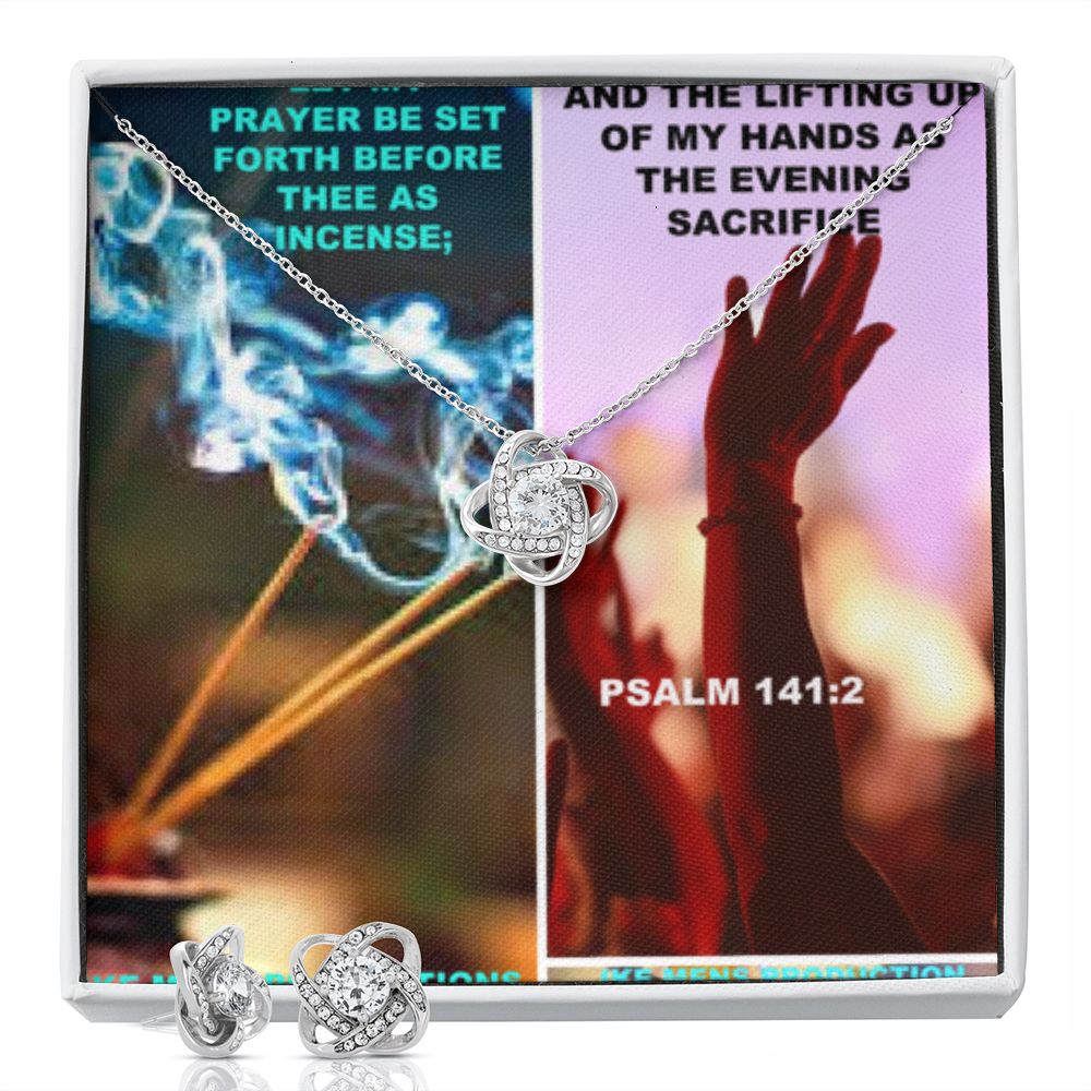IKE MENS SCRIPTURE COLLAGE LOVE KNOT EARRING AND NECKLACE SET