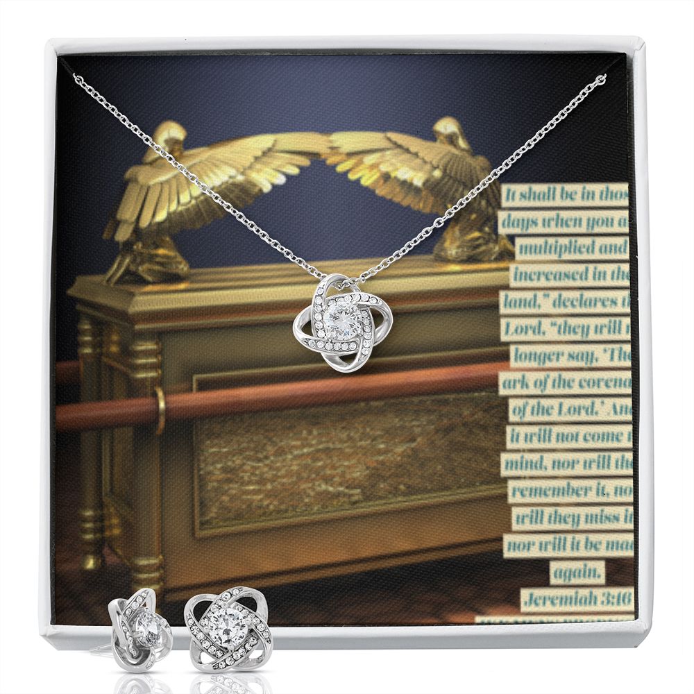 LOVE KNOT EARRING AND NECKLACE SET IN ARK OF THE COVENANT